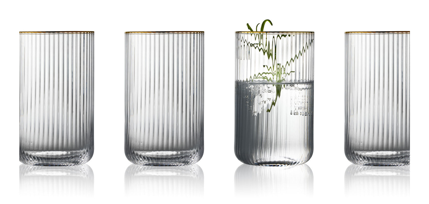 Lyngby Glas Trinkglas Palermo Gold – 4er Set, 500 ml, Ø 7,5 cm, Glas, Gold
