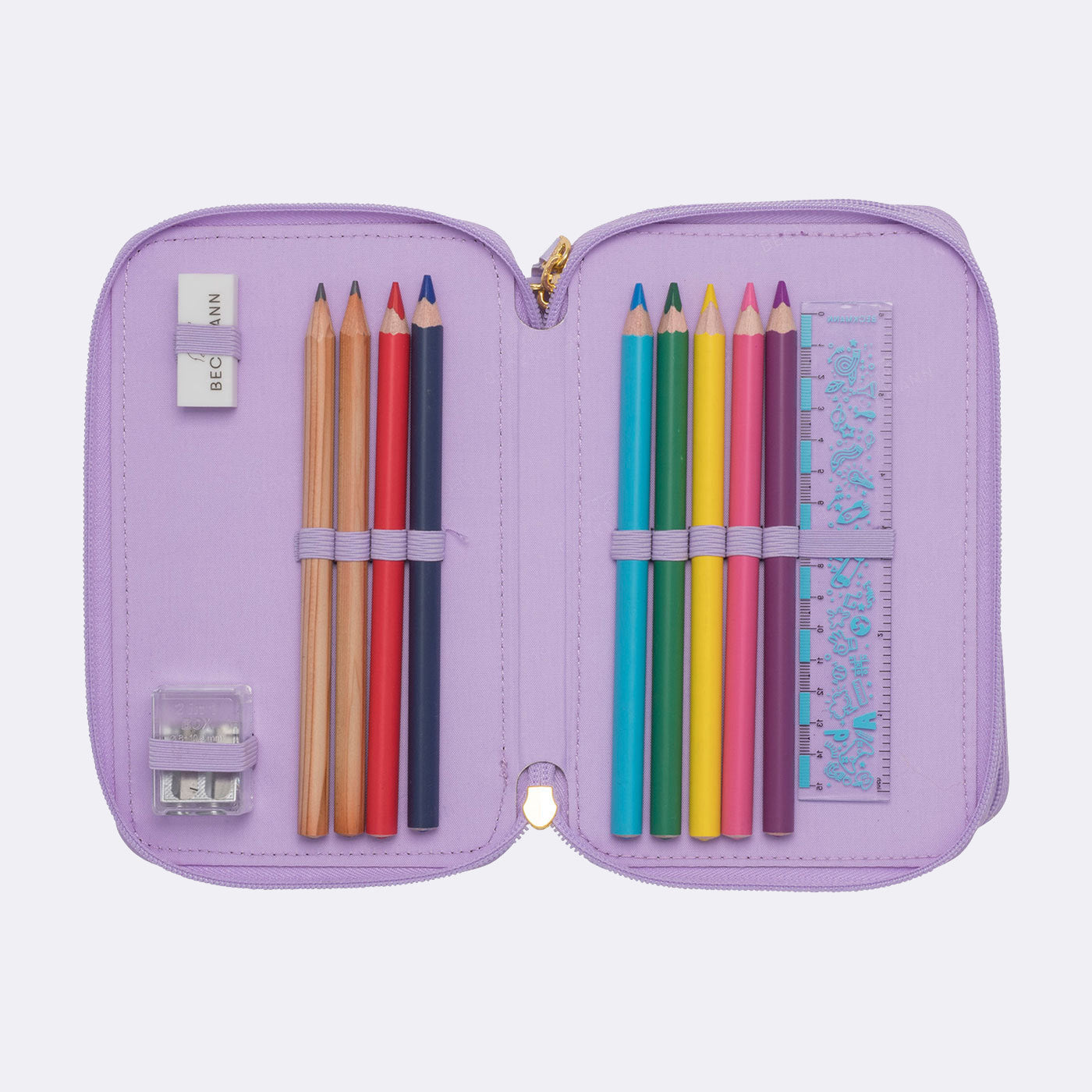 Beckmann Classic Etui Triple, gefüllt, 28-teilig – Unicorn Princess – Polyester – 20,5 × 7,0 × 12,0 cm