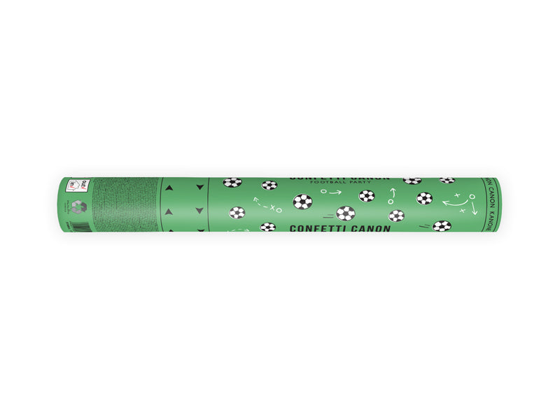 PartyDeco Konfettikanone Fussball – Schwarz/Weiss – 40 cm – 1 Stk