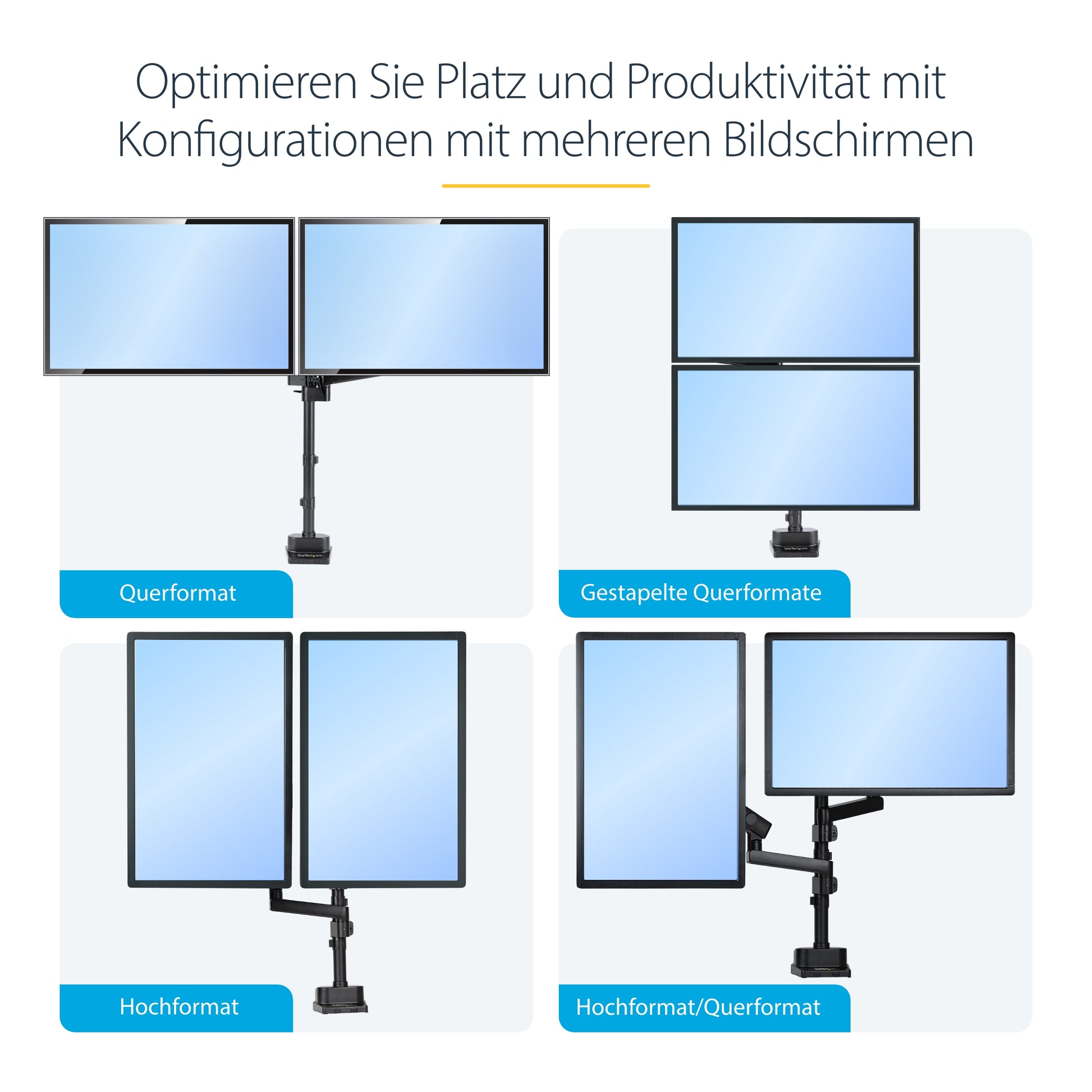 StarTech.com Monitorarm Tischhalterung – 2 Monitore – bis 32" – VESA 75×75/100×100 mm – bis 8 kg/Monitor