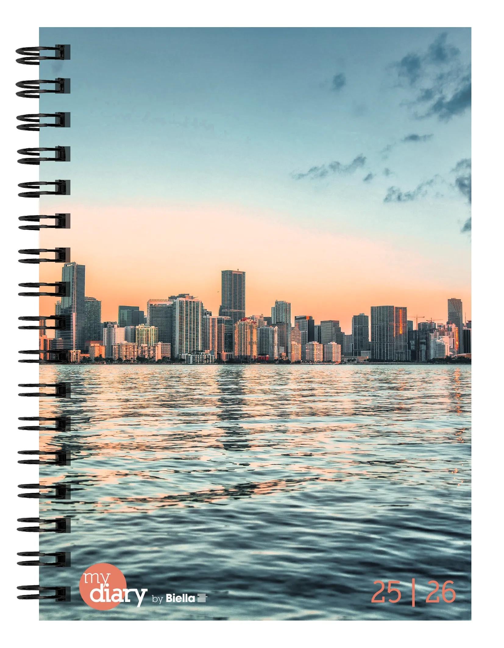 Biella mydiary Schüleragenda – 1 Woche/2 Seiten, Wire-O, 12 × 16,5 cm, Aug–Jul, Miami, FSC