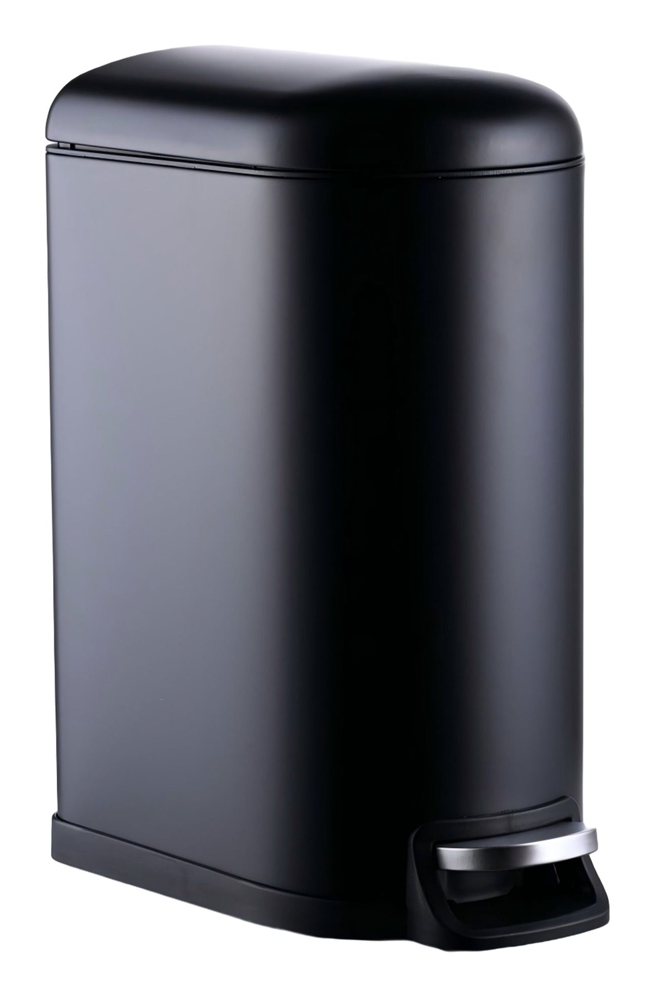 Relaxdays Treteimer – 10 l – Eisen, rechteckig – schwarz – Soft-Close, mit Innenkübel