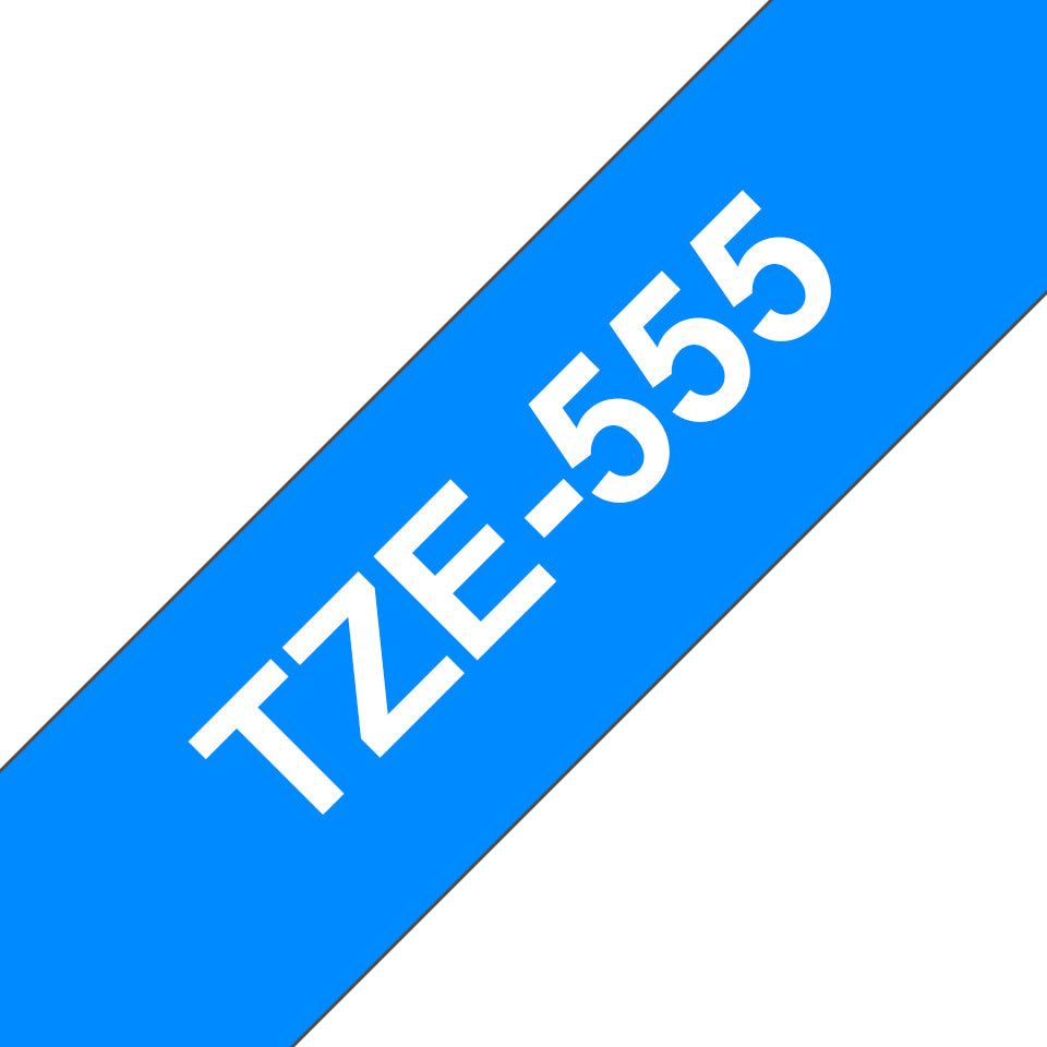 Brother TZe-555 Schriftband – weiss auf blau – 24 mm × 8 m, laminiert – für Brother P-touch