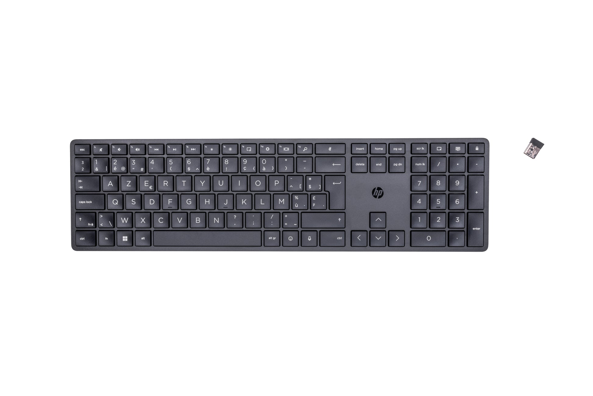 HP 450 – Tastatur – kabelgebunden & 2,4 GHz USB-A (Empfänger) – AZERTY (BE) – programmierbare Tasten – schwarz