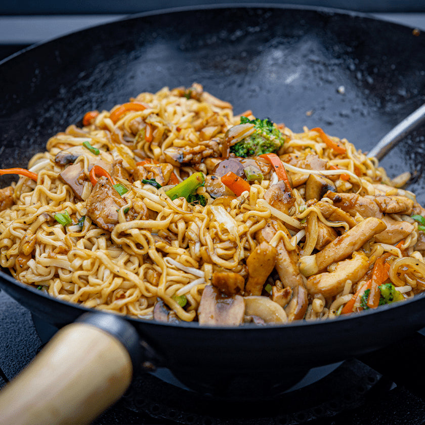 Hot Wok Fonduepfanne HW3730 – Ø 30 cm, Karbonstahl, Teflon, Schwarz/Holz