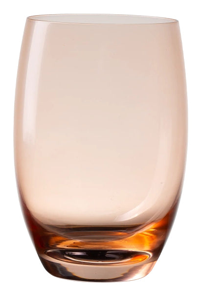 Lunasol Optima Trinkglas – 460 ml, Ø 8,3 cm, H 12,2 cm, Kristallglas, Orange, spülmaschinenfest