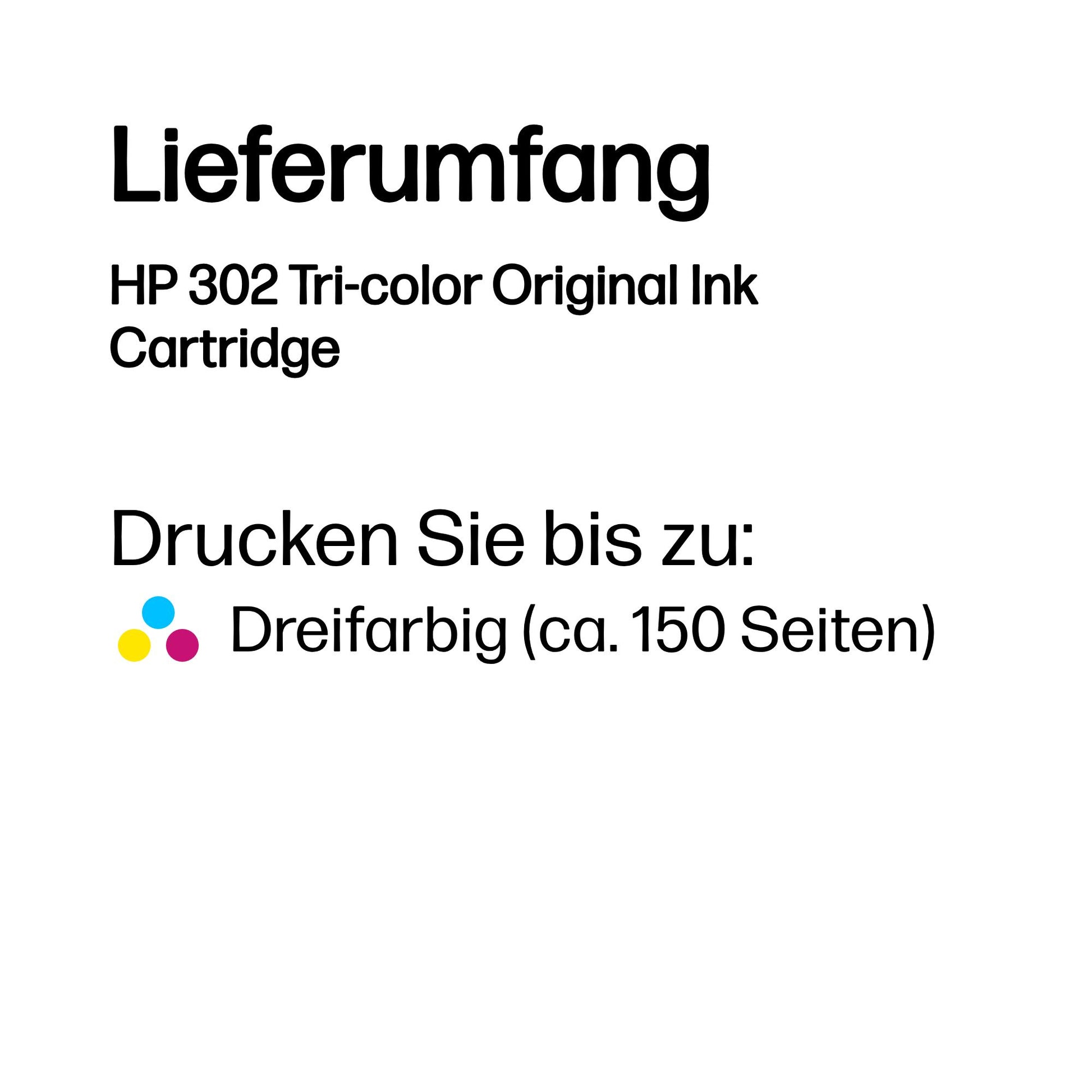 HP 302 Dreifarbig Tintenpatrone (Original) – 150 Seiten – für HP DeskJet 3630, Envy 4520, OfficeJet 3831