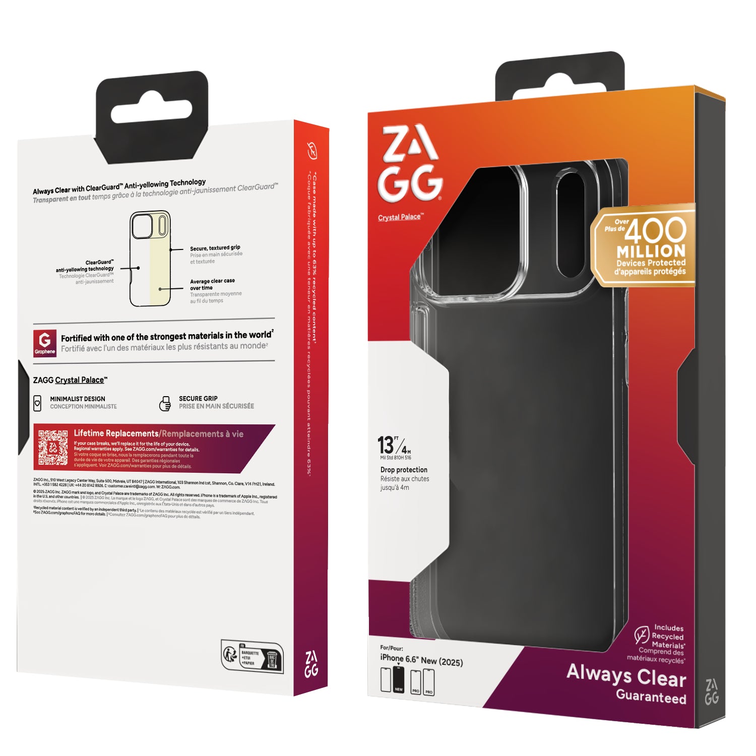 ZAGG Backcover – für Apple iPhone 17 Pro, Graphen, Transparent, bis 4 m Sturzsicherung