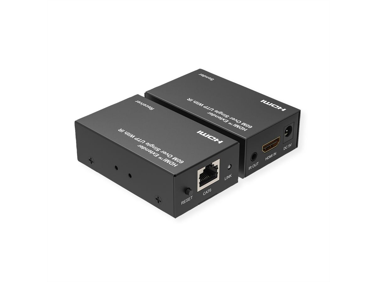 VALUE HDBaseT Extender-Kit – bis 60 m, 1920 × 1080 @ 60 Hz, HDMI 1.3, IR-Fernbedienung, Schwarz
