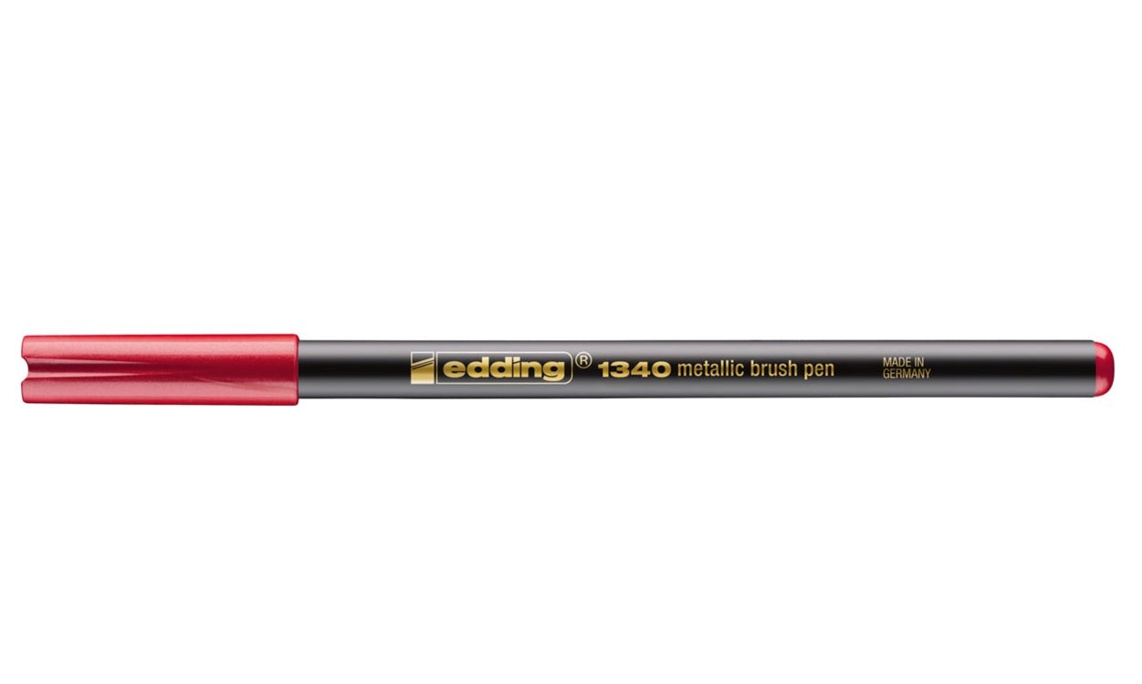 Edding 1340 Brushpen Metallic – Pinselspitze, 1–3 mm, wasserbasiert, Rot
