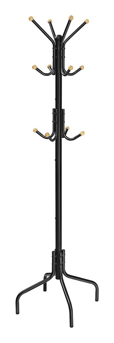 Songmics Garderobenständer – 12 Haken, Stahl, Schwarz, 55 × 55 × 180 cm