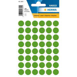 HERMA Vario Schuletiketten – Motiv Farbpunkte – Ø 13 mm, 240 Stk, 5 Bogen, Papier, permanent haftend
