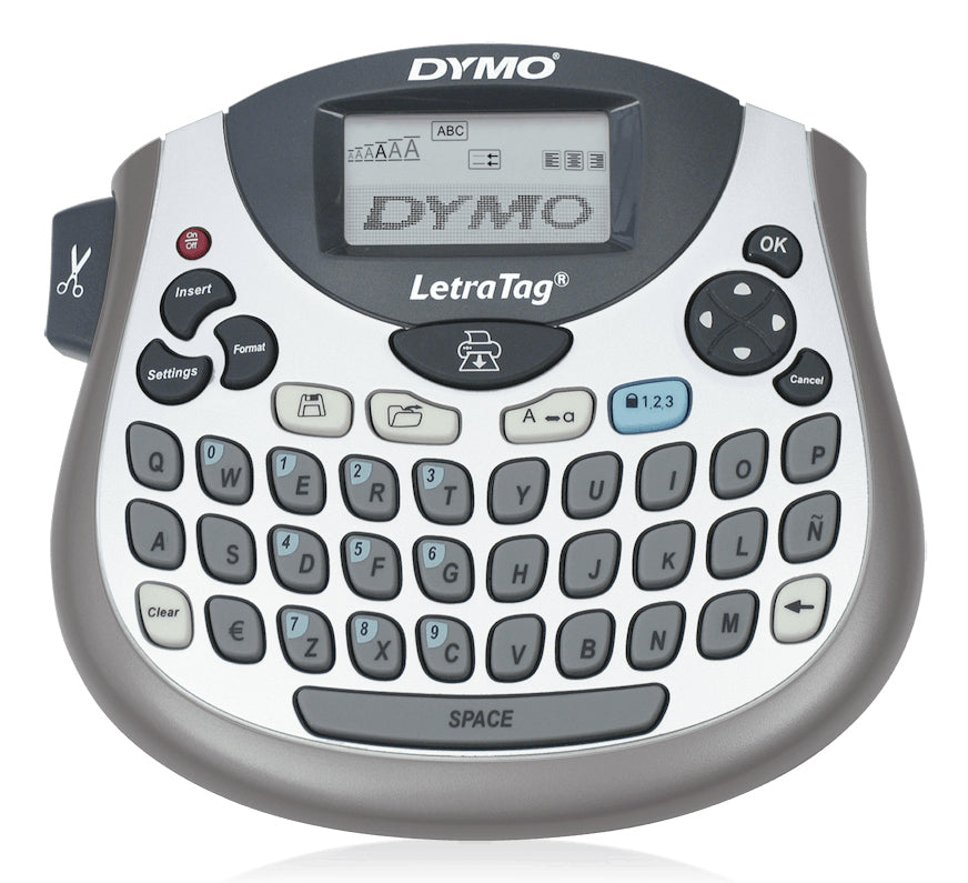 DYMO LetraTag LT-100T – Beschriftungsgerät, für LT-Bänder 12 mm, 2-zeilig, LC-Display, batteriebetrieben