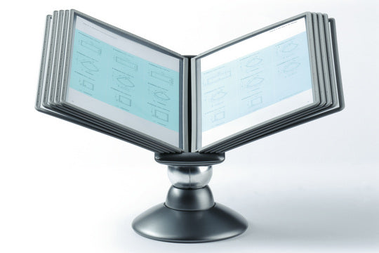 Durable Sichttafelhalter SHERPA motion – für A4 – 10 Tafeln – Hochformat – Tisch/Bank – Graphit