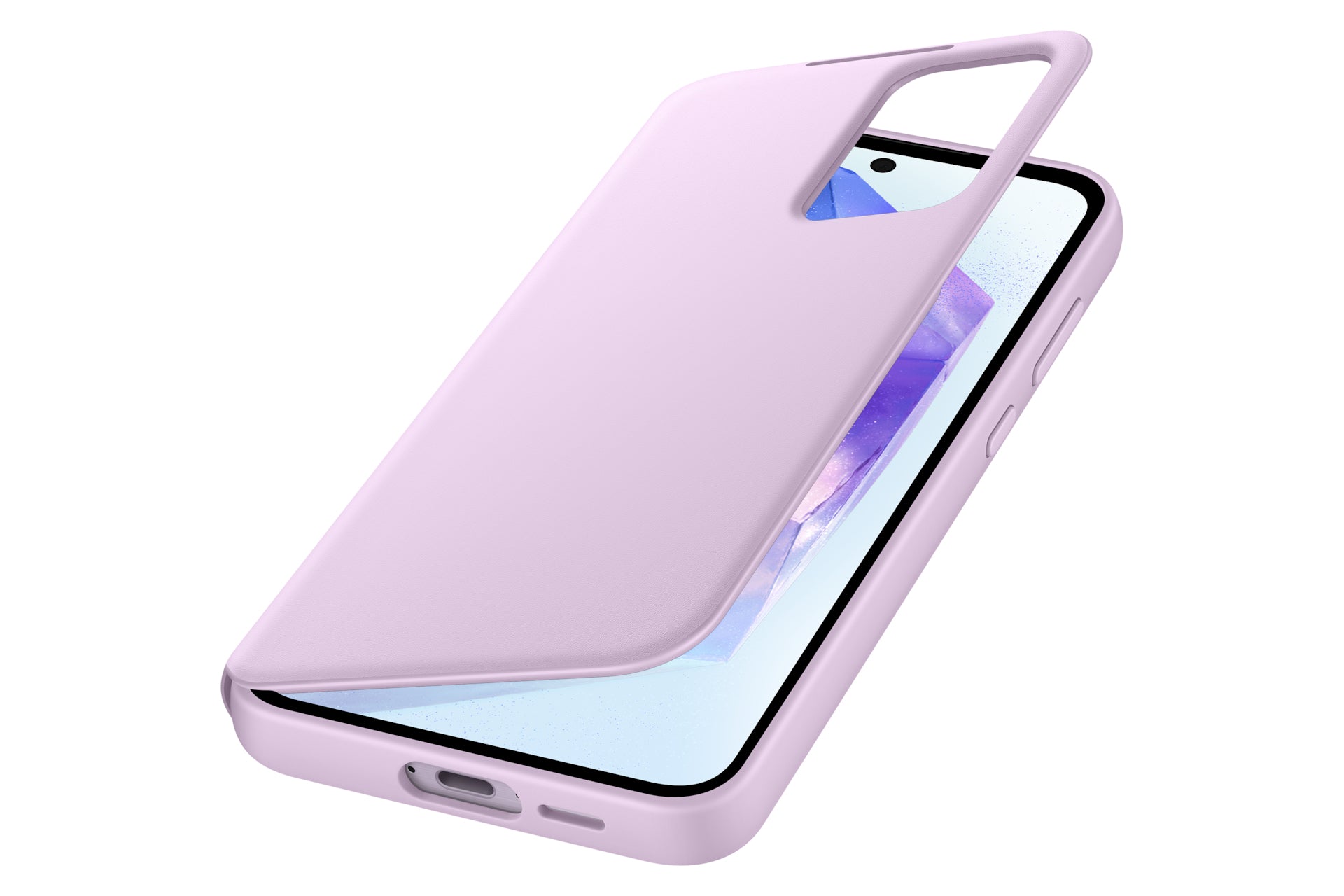Samsung Smart View Wallethülle – für Samsung Galaxy A55 5G, Lavendel, mit Smart View-Fenster