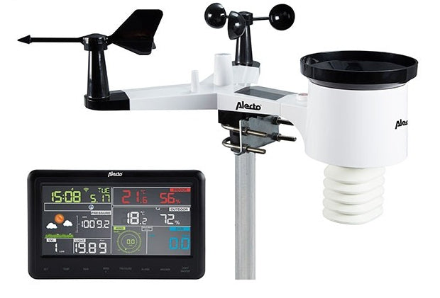 Alecto WS-5500 – Wetterstation, WLAN, innen/außen, Hygrometer & Barometer, inkl. Aussensensor – schwarz