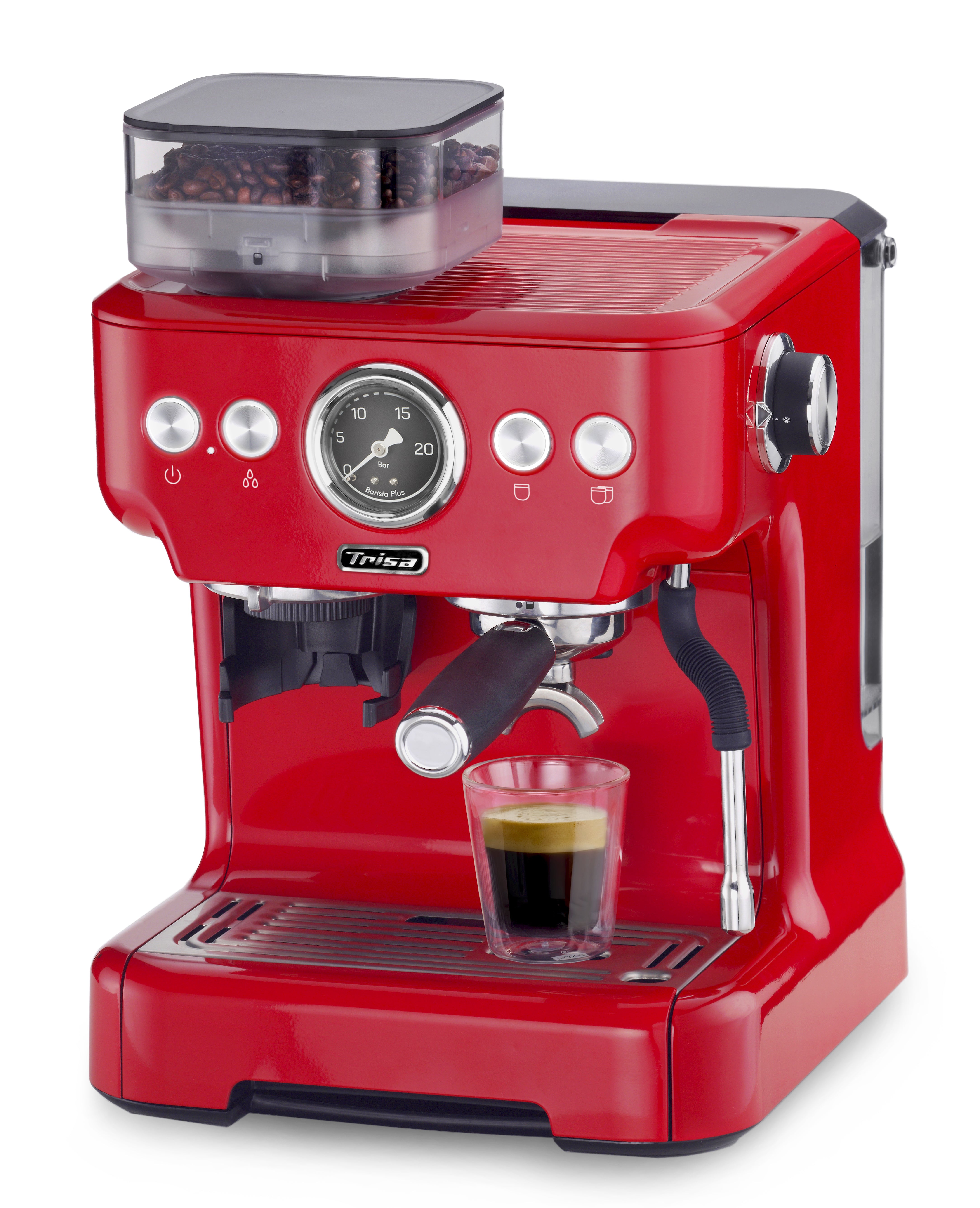 Trisa Barista Plus Espressomaschine (Siebträger) – 20 bar, 2,7 l, Milchschaumdüse, 28,0 × 41,0 × 32,5 cm