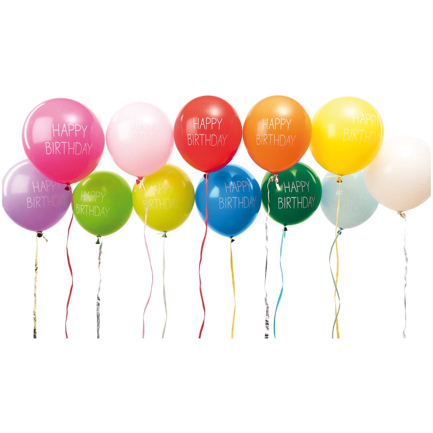 Rico Design Happy Birthday Luftballons – mehrfarbig – Ø 30 cm – Latex – 12 Stk