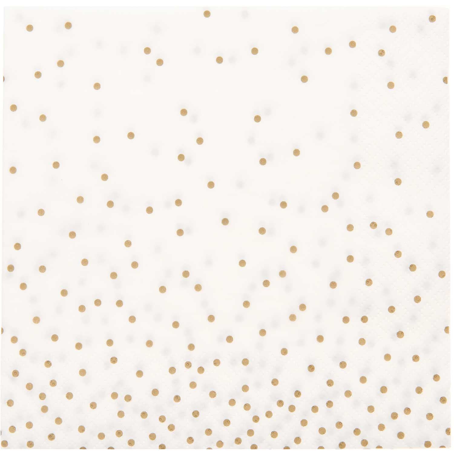 Rico Design Servietten Punkte – gold/weiss – 33 × 33 cm, 3-lagig – 20 Stück