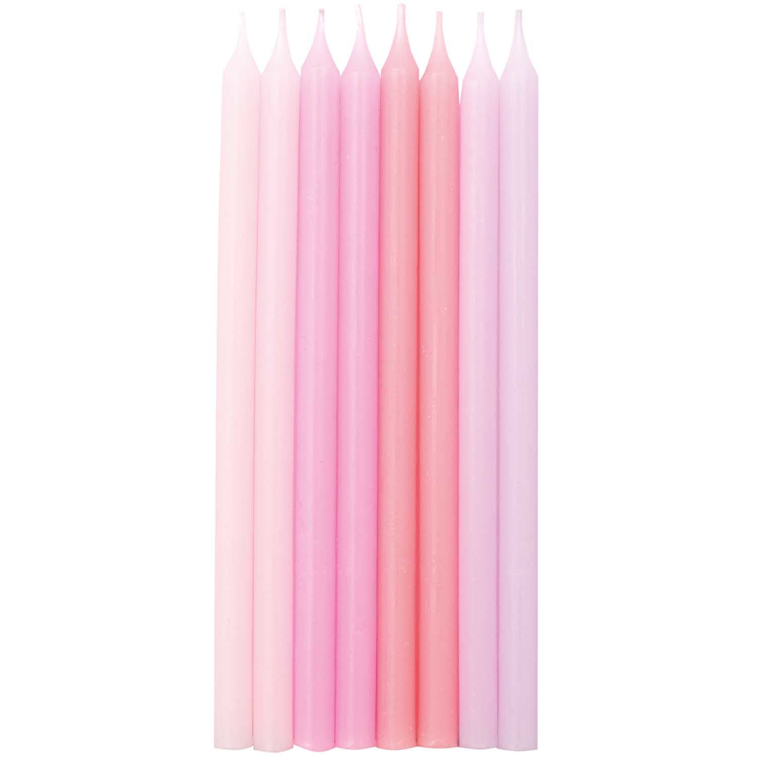 Rico Design Geburtstagskerzen Candy – Pink – 12 cm – Paraffinwachs – 16 Stk