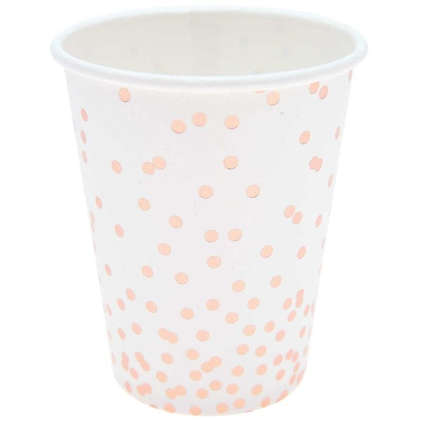Rico Design Trinkbecher, Papier – 2 dl, rosa gepunktet – 12 Stk.