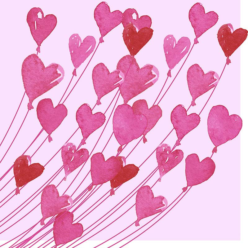 Paper + Design Servietten Herz Rosa – 33 × 33 cm, 3-lagig – 20 Stück
