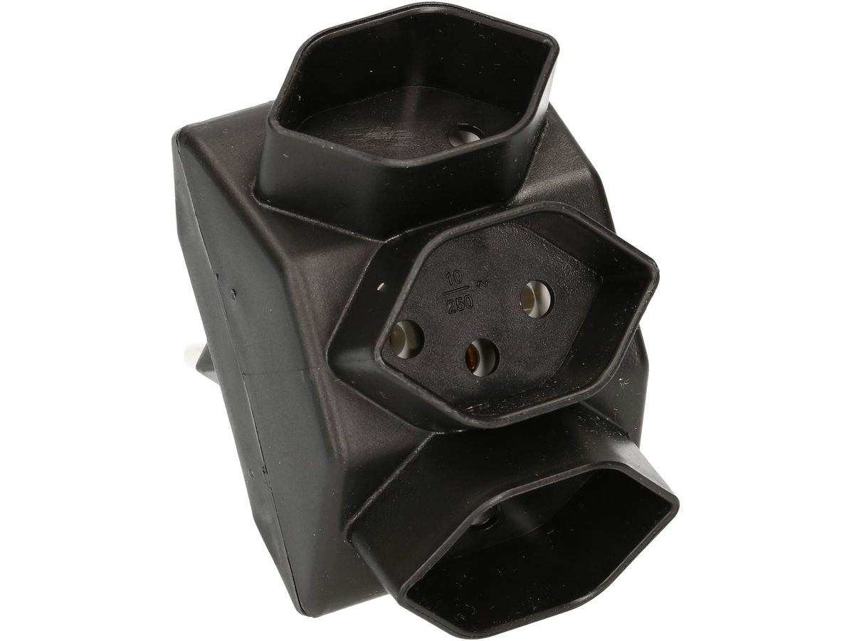 Max Hauri AG Max Hauri Steckdosenleiste, 3×T13, Eingang T12, 80×80×48 mm – schwarz