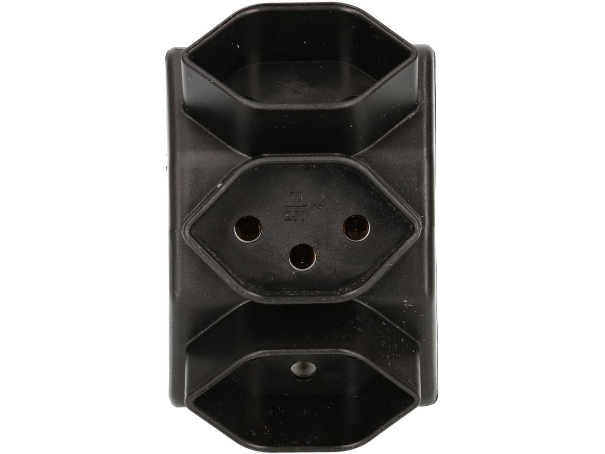 Max Hauri AG Max Hauri Steckdosenleiste, 3×T13, Eingang T12, 80×80×48 mm – schwarz