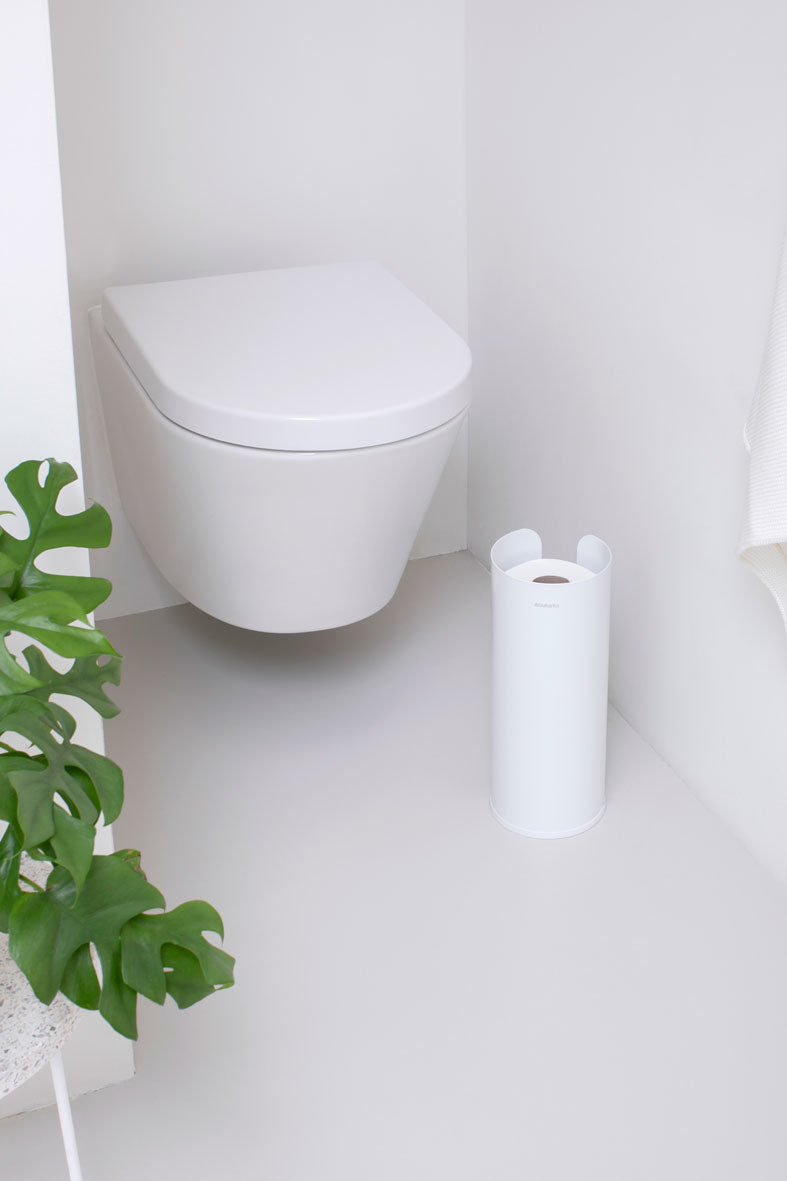 Brabantia ReNew – Toilettenpapierspender – Stahl, Weiss, für 3 Rollen, 13,2 × 13,2 × 32,1 cm