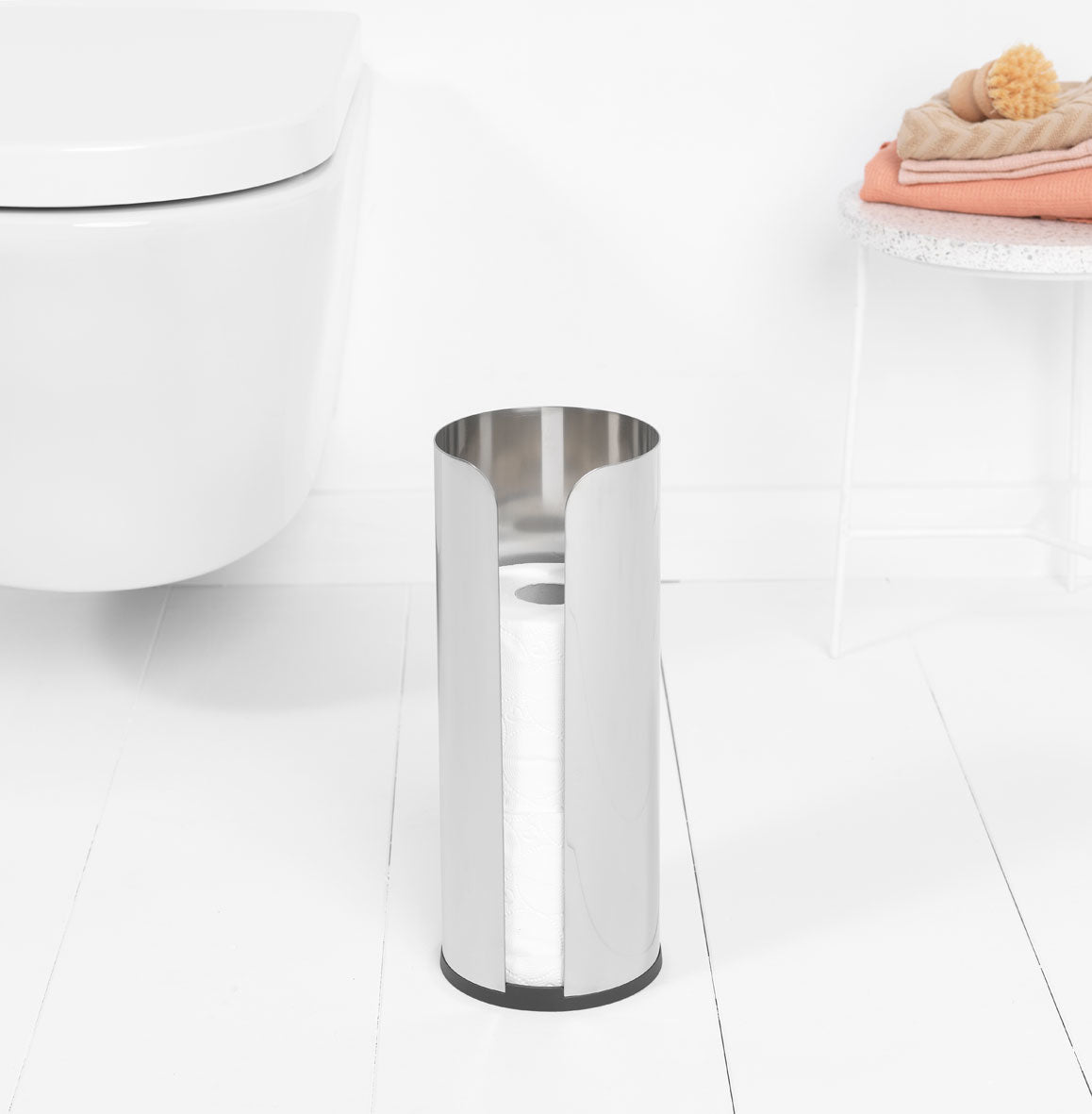 Brabantia ReNew – Toilettenpapierspender – Edelstahl, für 3 Rollen, 13,2 × 13,2 × 32,1 cm