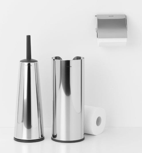 Brabantia ReNew – Toilettenpapierspender – Edelstahl, für 3 Rollen, 13,2 × 13,2 × 32,1 cm