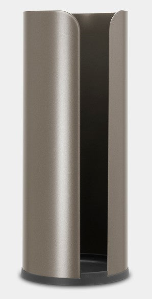 Brabantia ReNew – Toilettenpapierspender – Stahl, Grau, für 3 Rollen, 13,2 × 13,2 × 32,1 cm