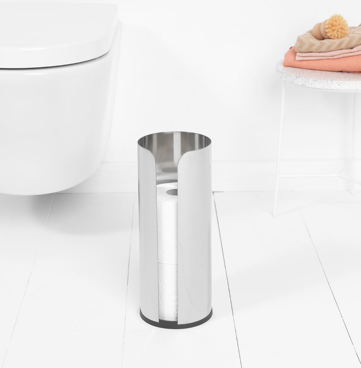 Brabantia ReNew – Toilettenpapierständer – Edelstahl matt, für 3 Rollen, 13,2 × 13,2 × 32,1 cm