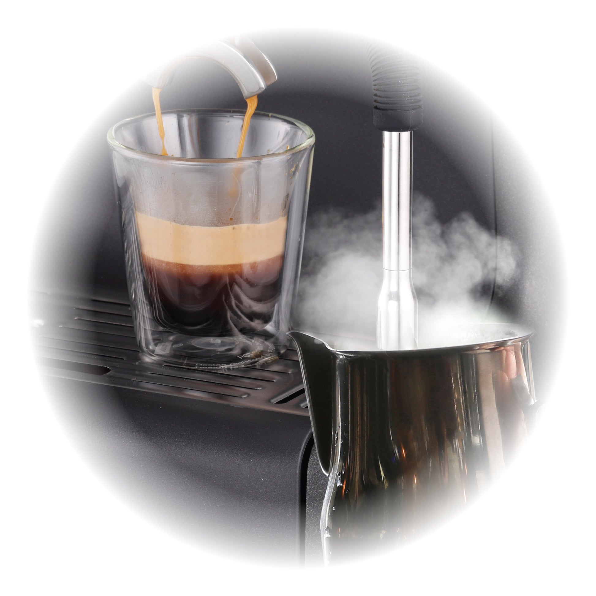 Trisa Espressomaschine (Siebträger) – 20 bar, 2,7 l, Milchschaumdüse, Silber/Schwarz