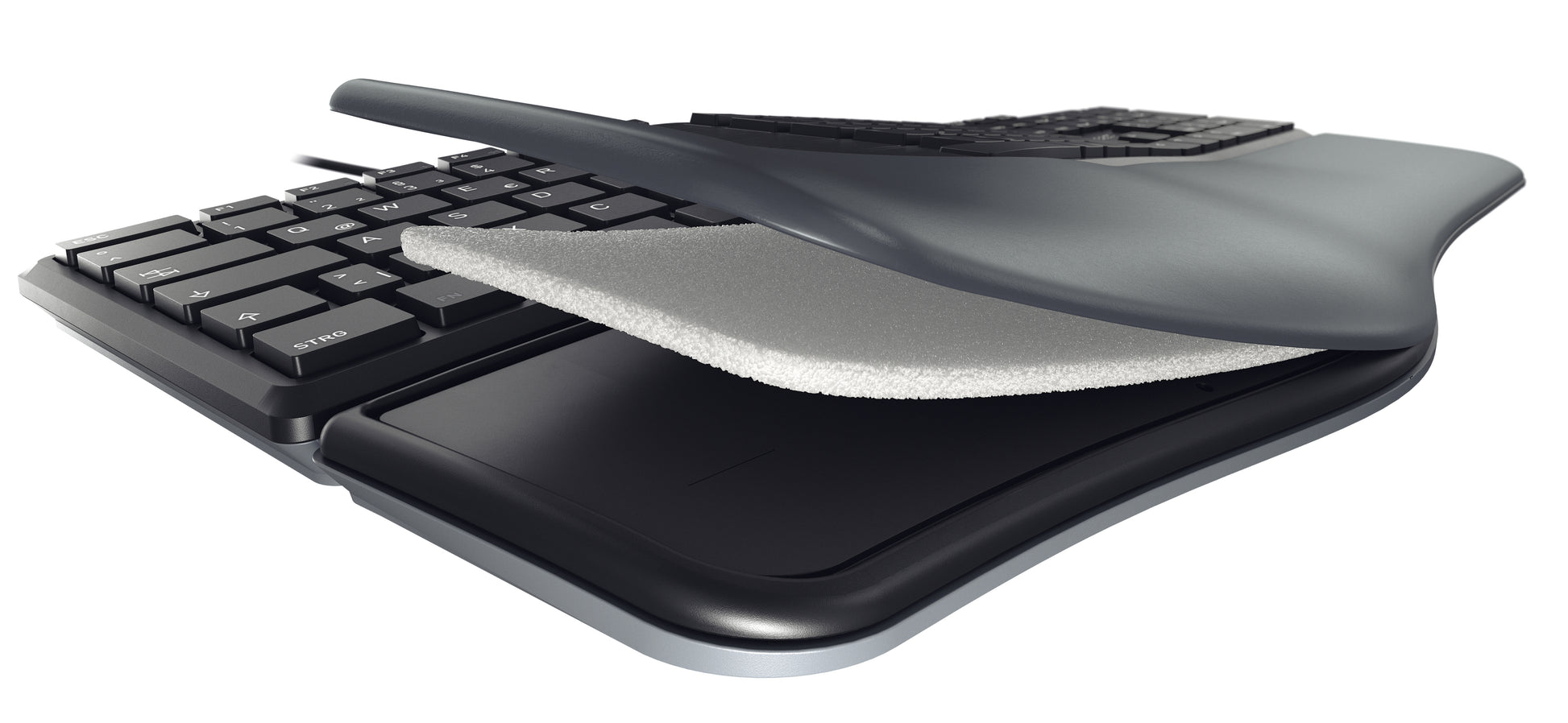 CHERRY KC 4500 ERGO – Tastatur, kabelgebunden (USB), UK-Layout (EN), Fullsize (mit Ziffernblock) – für Windows