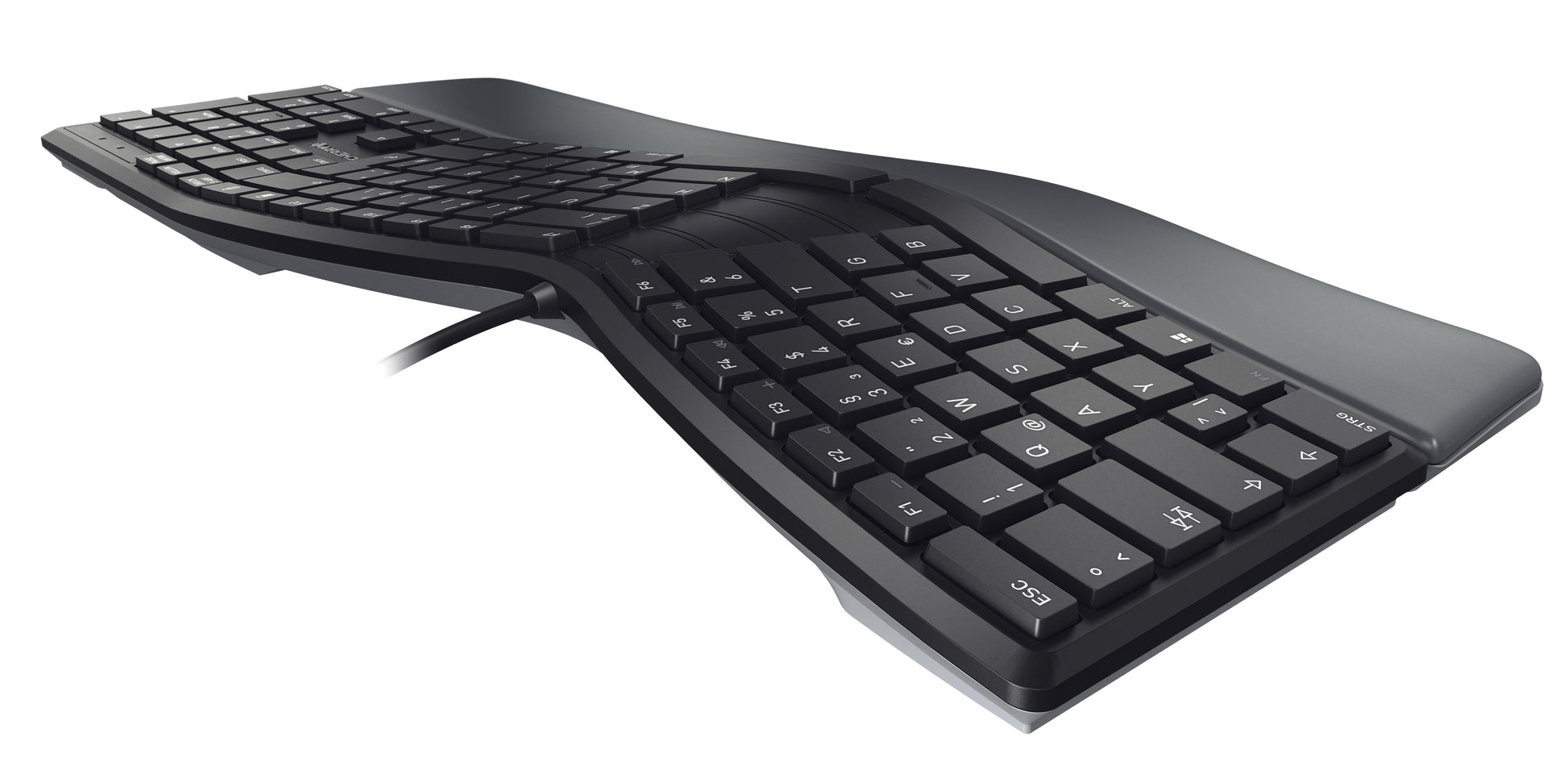 CHERRY KC 4500 ERGO – Tastatur, kabelgebunden (USB), UK-Layout (EN), Fullsize (mit Ziffernblock) – für Windows