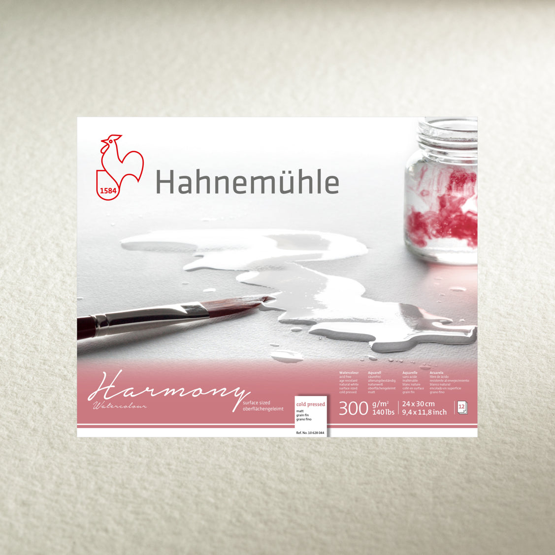 Hahnemühle Harmony Aquarellblock – 24 × 30 cm – 300 g/m² – 4-seitig geleimt – 12 Blatt, weiss, matt
