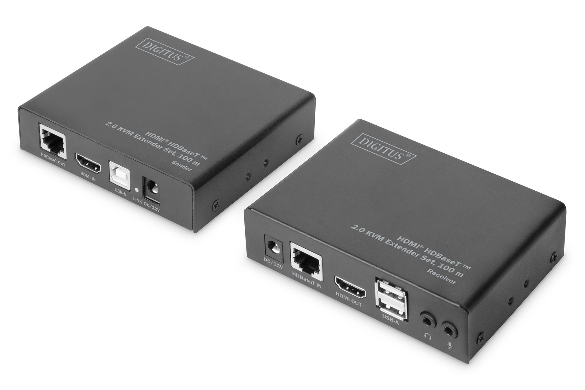 Digitus KVM-Extender HDMI/USB über HDBaseT, bis 100 m, 4K (3840 × 2160), 10,2 Gbit/s, Set