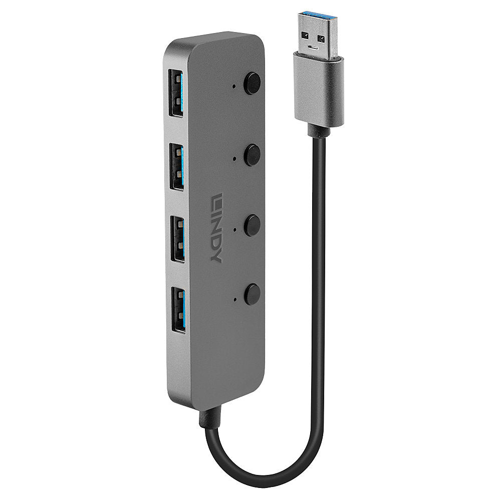 Lindy 43309 USB-Hub – USB 3.0, 4× USB-A