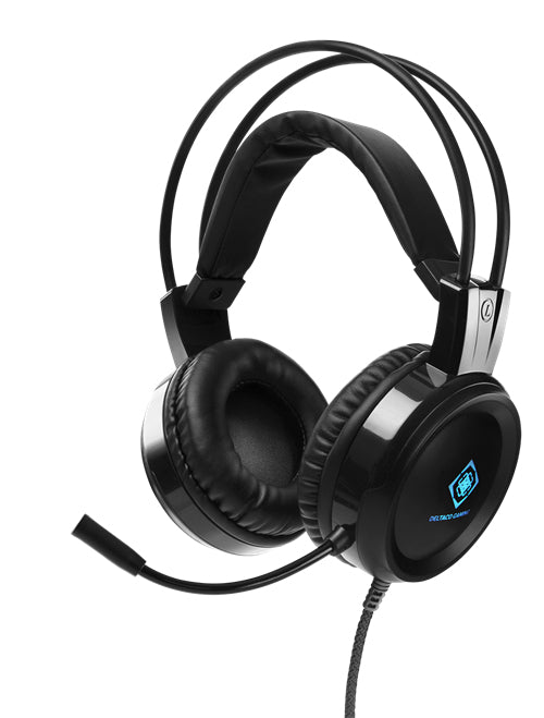 Deltaco GAM-105 Gaming-Headset – Over-Ear, Kabel 3,5 mm + USB-A (LED), für PC, PS4/5, Mac, Schwarz