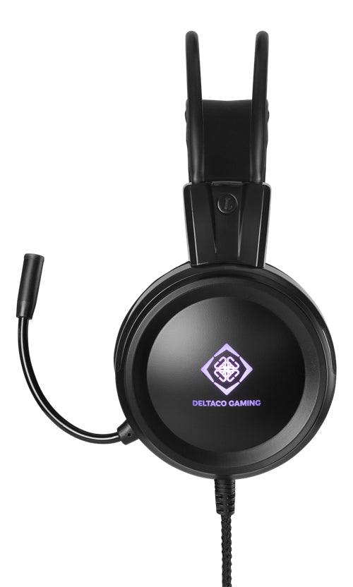 Deltaco GAM-105 Gaming-Headset – Over-Ear, Kabel 3,5 mm + USB-A (LED), für PC, PS4/5, Mac, Schwarz