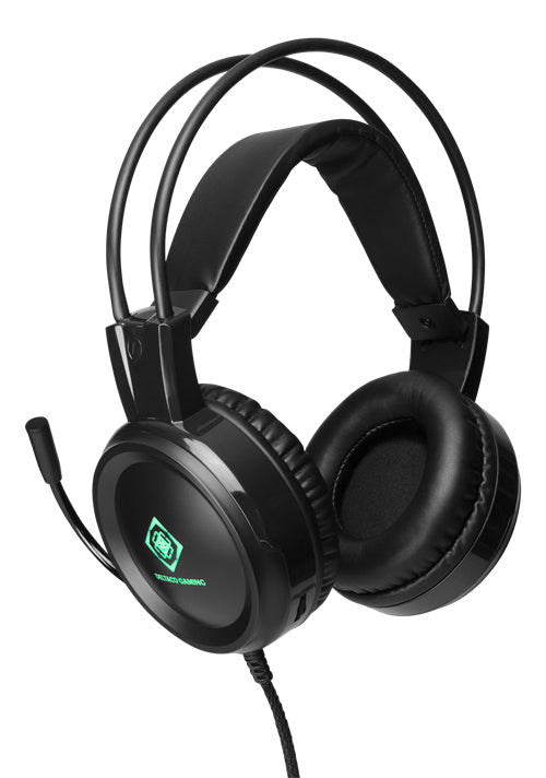 Deltaco GAM-105 Gaming-Headset – Over-Ear, Kabel 3,5 mm + USB-A (LED), für PC, PS4/5, Mac, Schwarz