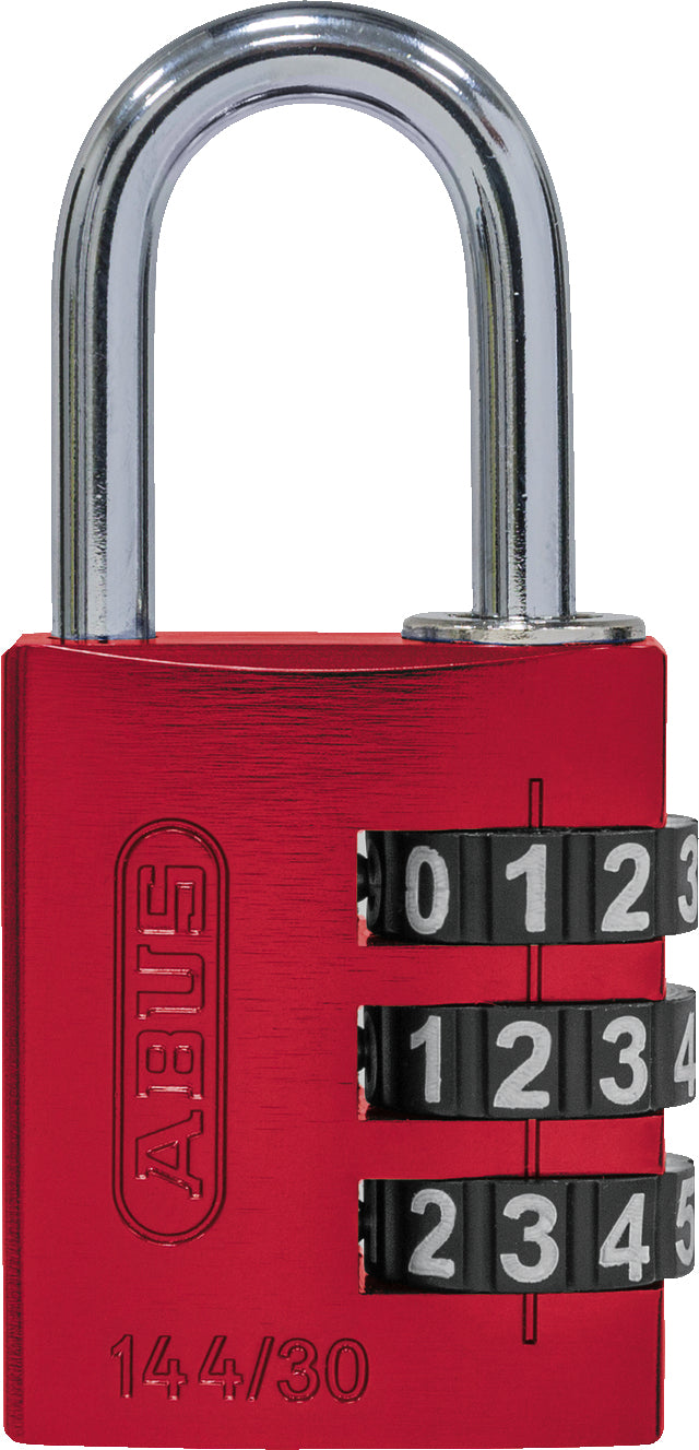 ABUS 144/30 Kombinationsschloss – Aluminium, Bügel 25×14 mm, Ø5 mm, Sicherheitslevel 3, Aussen, Rot