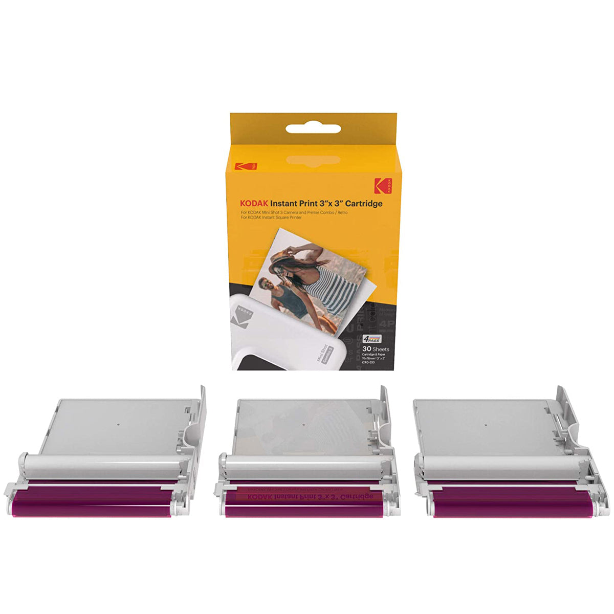 Kodak Sofortbildfilm – 76 × 76 mm – für MiniShot3 Retro Kamera, Mini3 Retro Printer – 30er-Pack