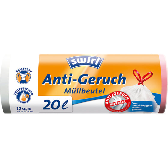 Swirl Kehrichtsack – 20 l, mit Zugband, PE, grün, 500 × 450 mm, 12 Stk