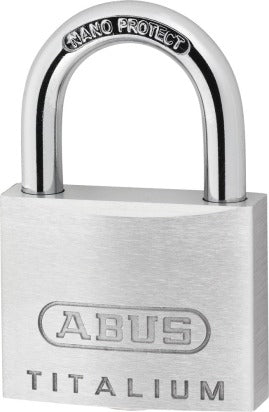 ABUS 64TI/40 Triples B/DFNLI Vorhangschloss – Aussen, Aluminium, Stufe 5, Bügel 23×22 mm, Ø 6,5 mm, Silber