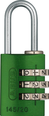 ABUS 145/20 Kombinationsschloss – Aluminium, Bügel H×B 22×9 mm, Aussen, Sicherheitsstufe 3, Grün