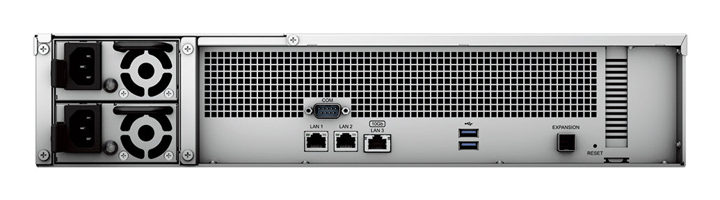 Synology RS2423+ – 12-Bay Rack 2U NAS – AMD Ryzen V1780B, 8 GB RAM, 10GbE, DSM, für 2,5"/3,5" HDD/SSD, SATA
