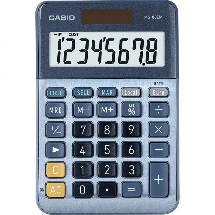 Casio Tischrechner MS-88EM – 8-stellig – Solar/Batterie – Blau