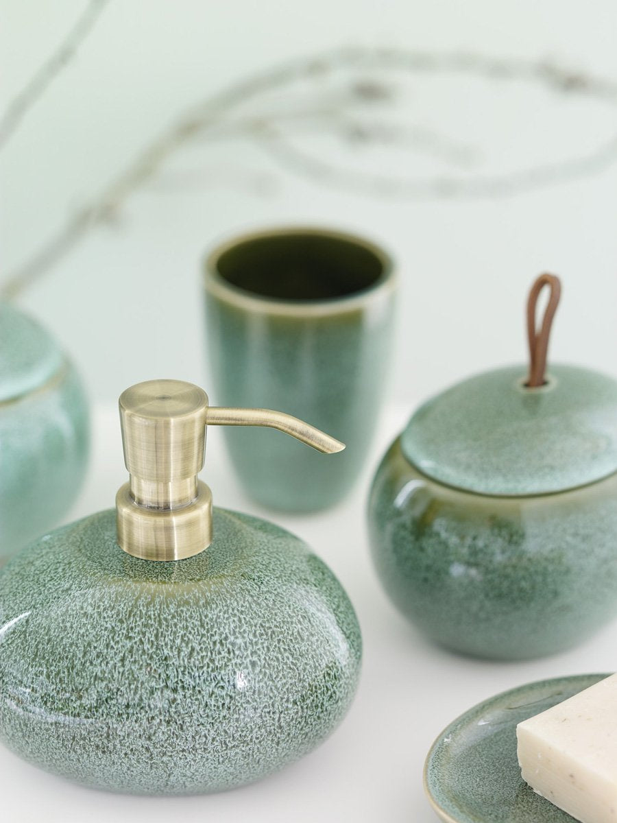 Aquanova Zahnbürstenhalter (freistehend) Ugo – Steingut, 7,5×14×10 cm, Grün